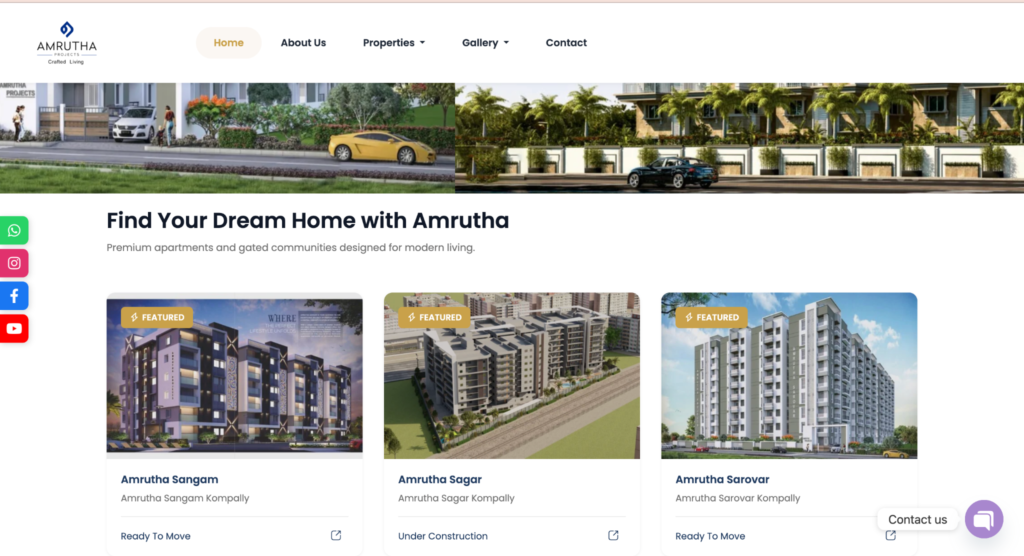 Amrutha Projects website preview